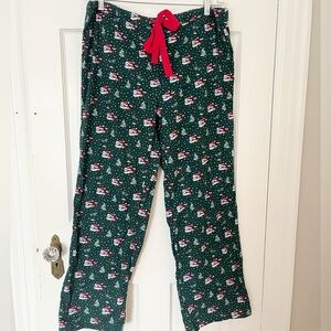 Vineyard Vines Holiday Pajama Pants with Santa Whale Print Mens Large Green Pant